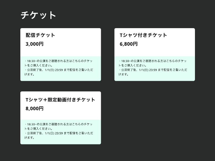 グッズ付きチケットの販売